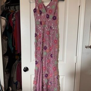 Dress the Population Pink Embroidered Gown